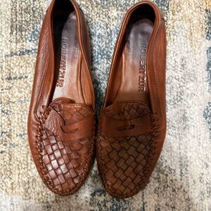Robert Zur Cognac Woven Leather Slip-On Loafers